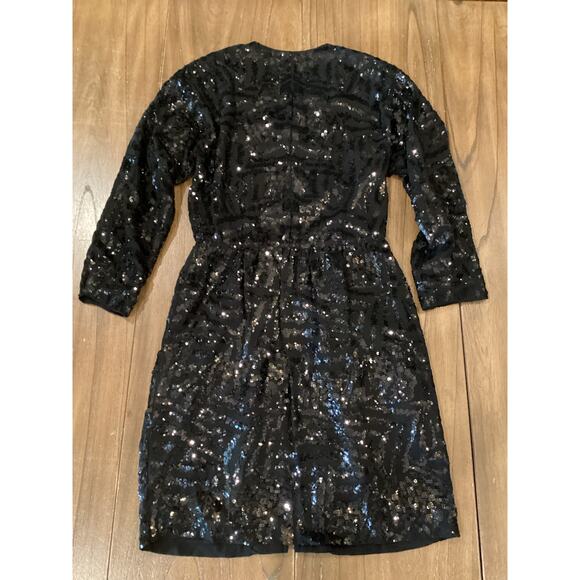 Theory Silk & Sequin Abree E Black Embellished Zip Front silk mini Dress 0 - Picture 10 of 13